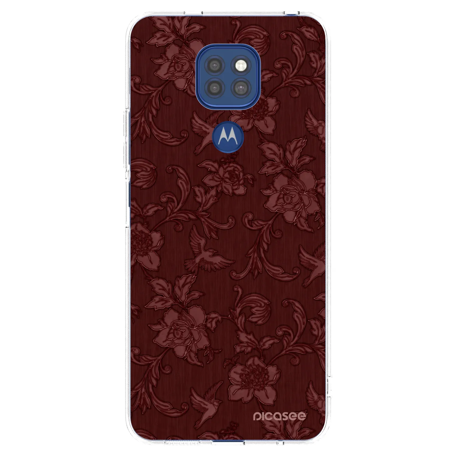Picasee silikonový průhledný obal pro Motorola Moto G9 Play - Red Elegance