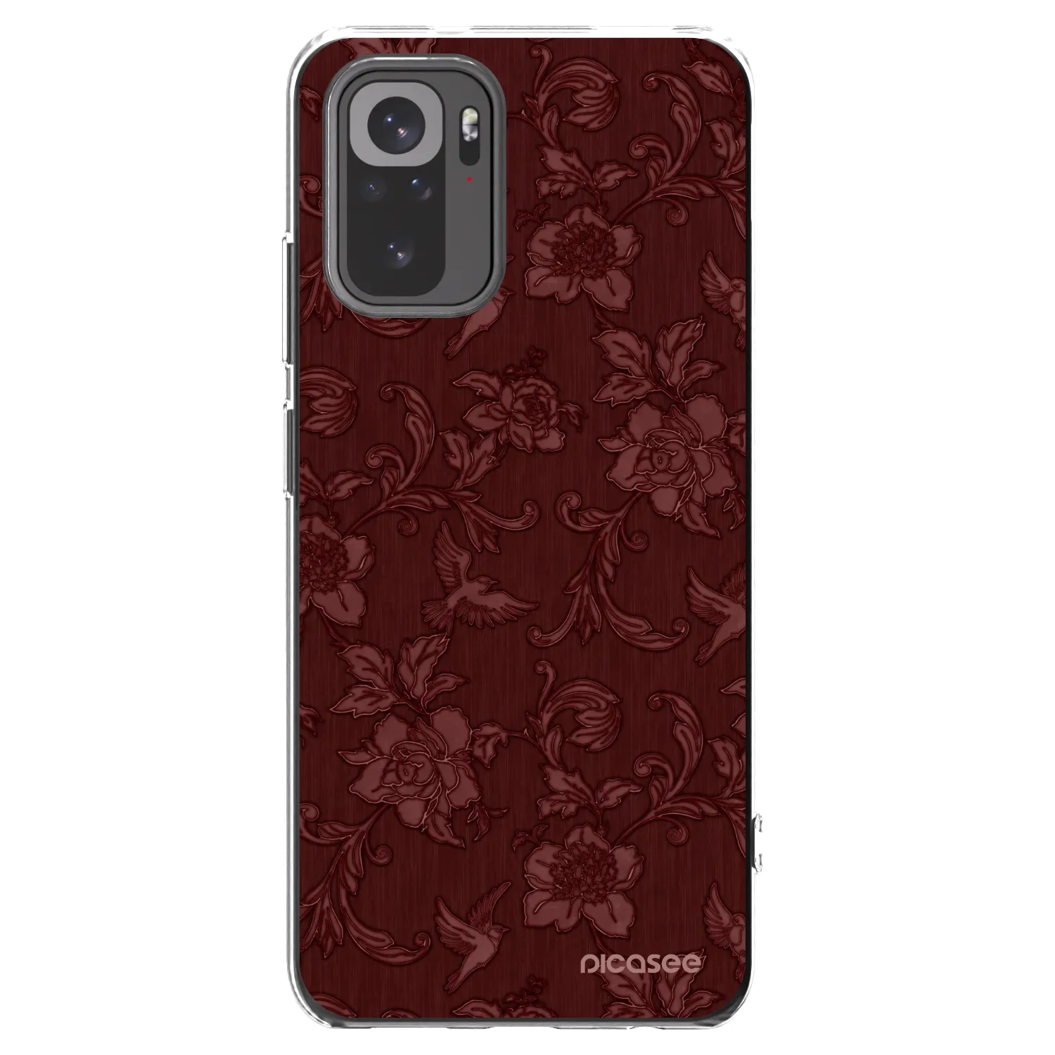 Picasee silikonový průhledný obal pro Xiaomi Redmi Note 10S - Red Elegance