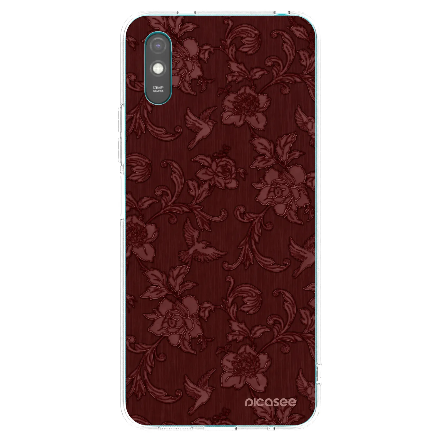Picasee silikonový průhledný obal pro Xiaomi Redmi 9AT - Red Elegance