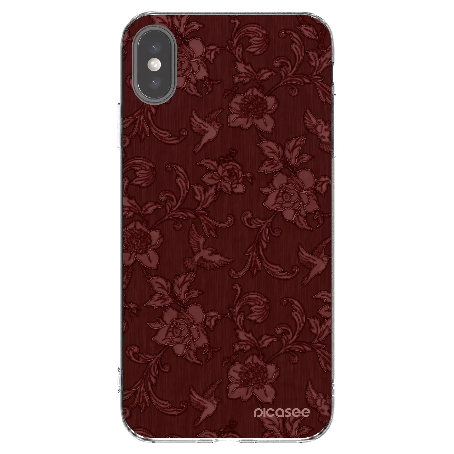 Picasee silikonový průhledný obal pro Apple iPhone XS Max - Red Elegance