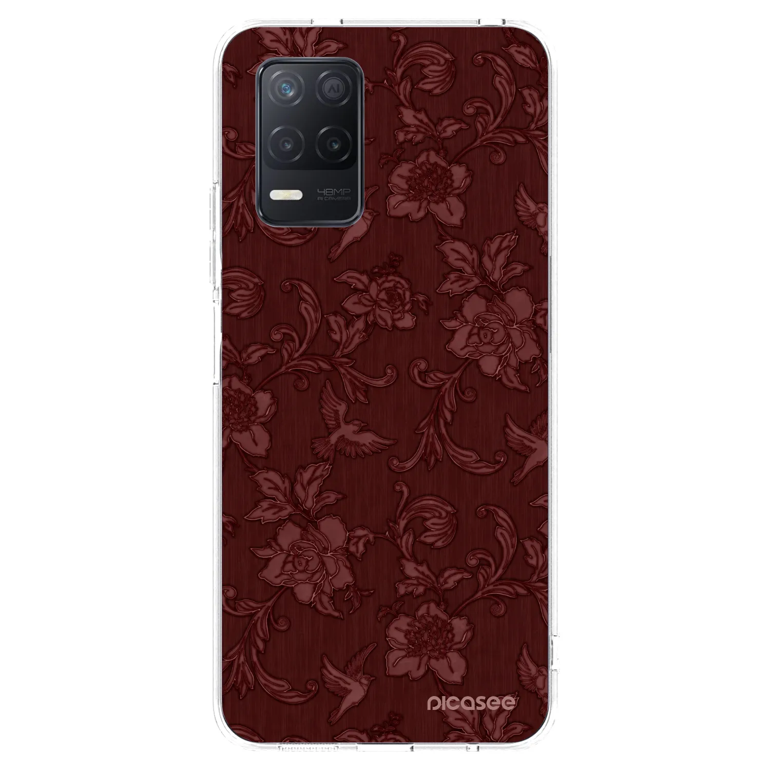 Picasee silikonový průhledný obal pro Realme 8 5G - Red Elegance