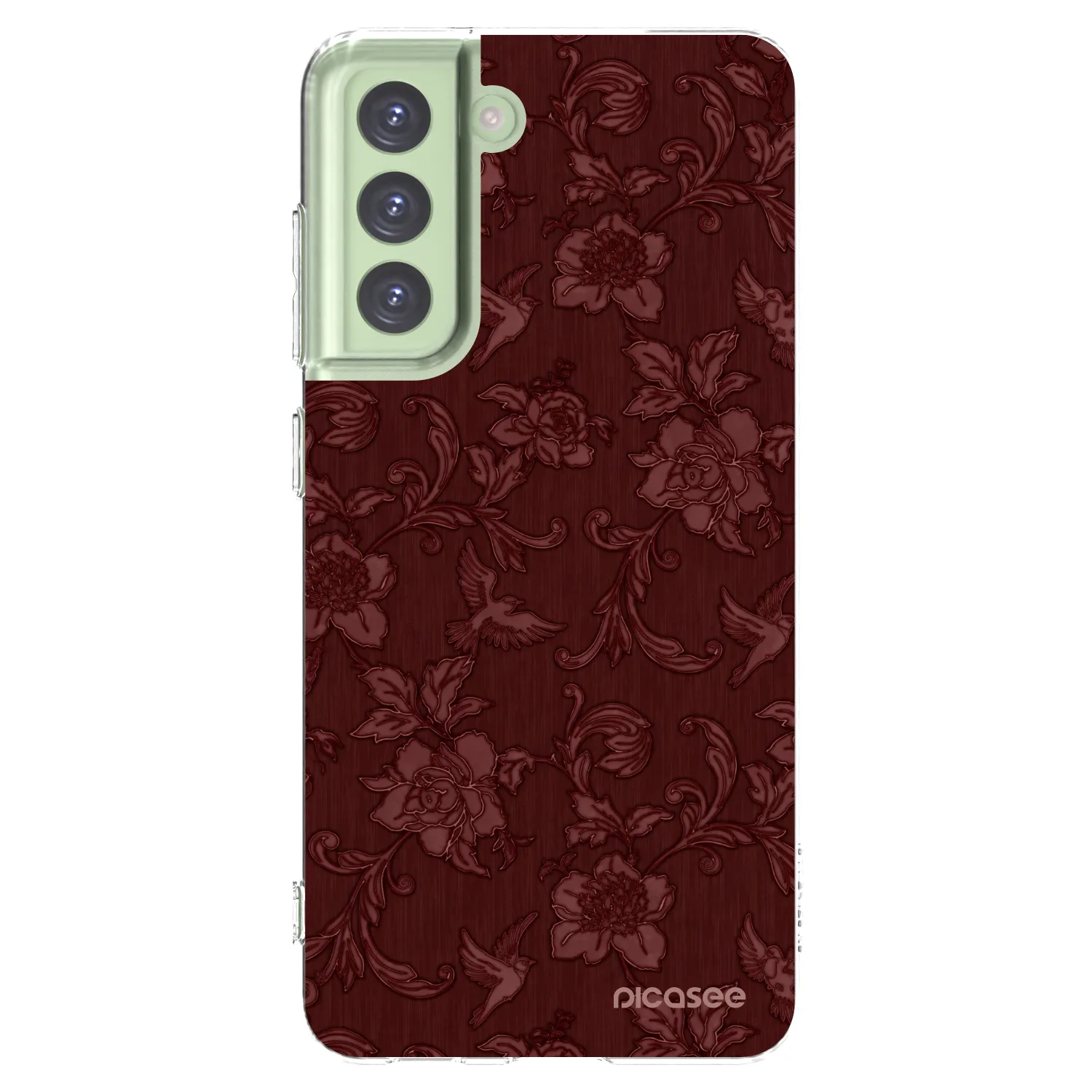 Picasee silikonový průhledný obal pro Samsung Galaxy S21 FE 5G - Red Elegance