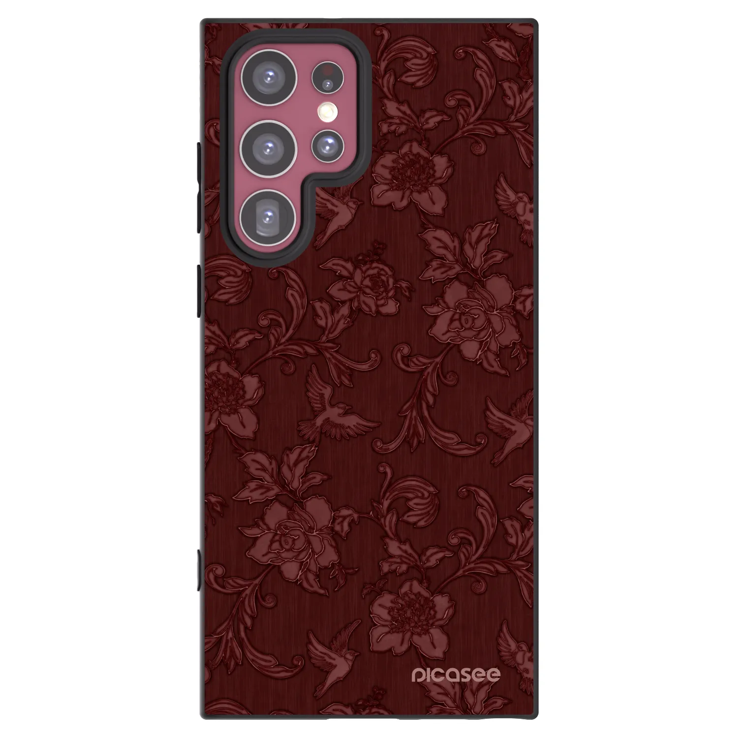 Picasee silikonový černý obal pro Samsung Galaxy S22 Ultra 5G - Red Elegance