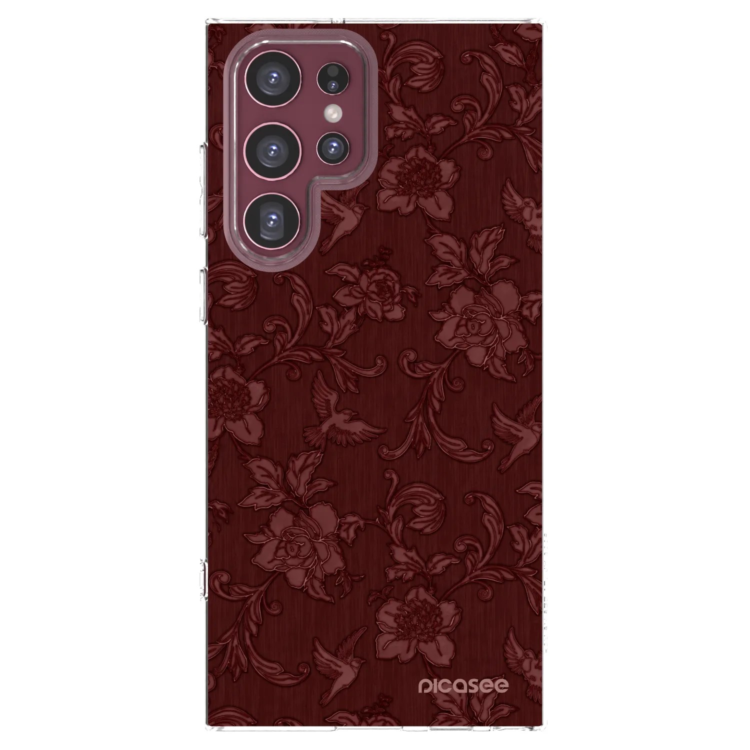 Picasee silikonový průhledný obal pro Samsung Galaxy S22 Ultra 5G - Red Elegance