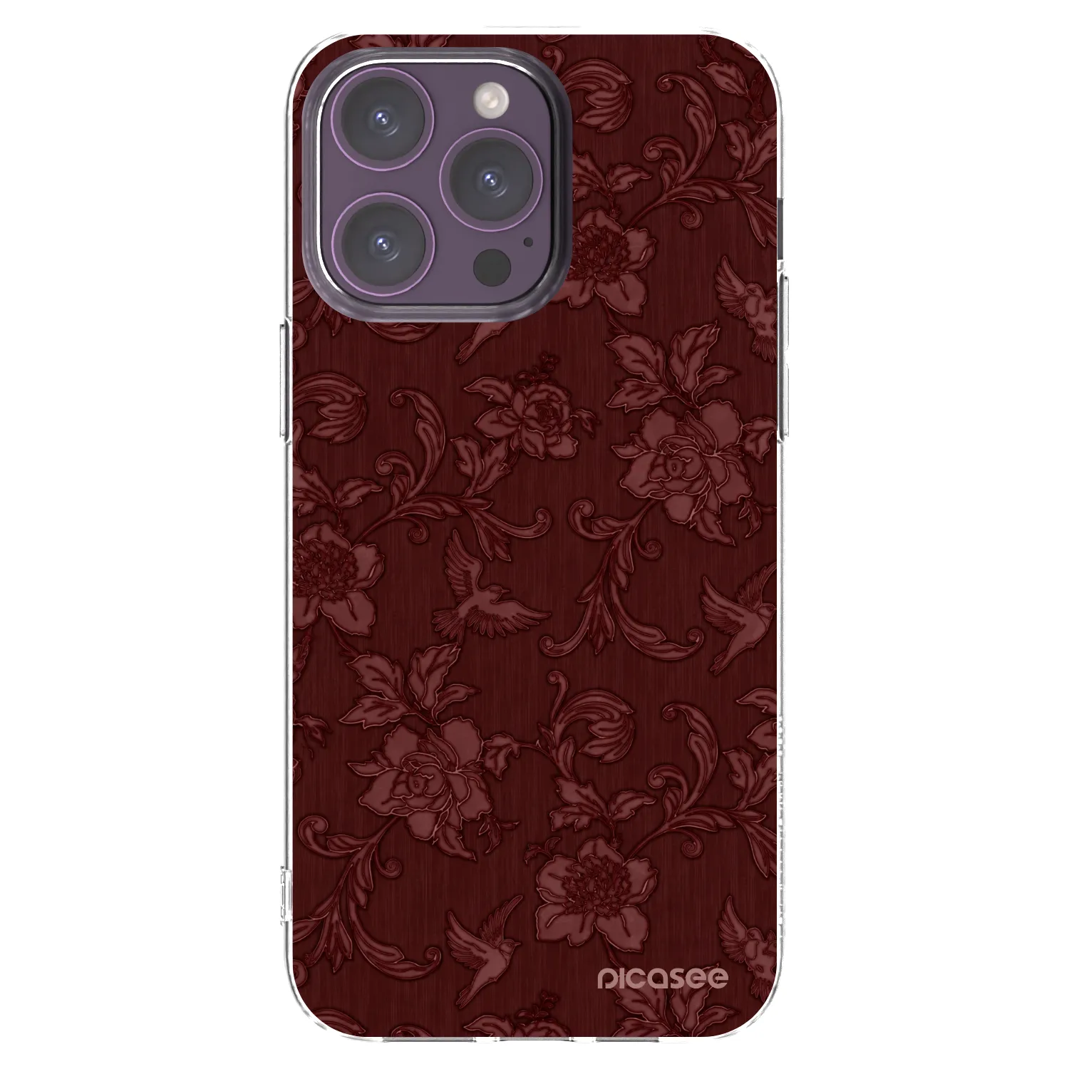 Picasee silikonový průhledný obal pro Apple iPhone 14 Pro Max - Red Elegance