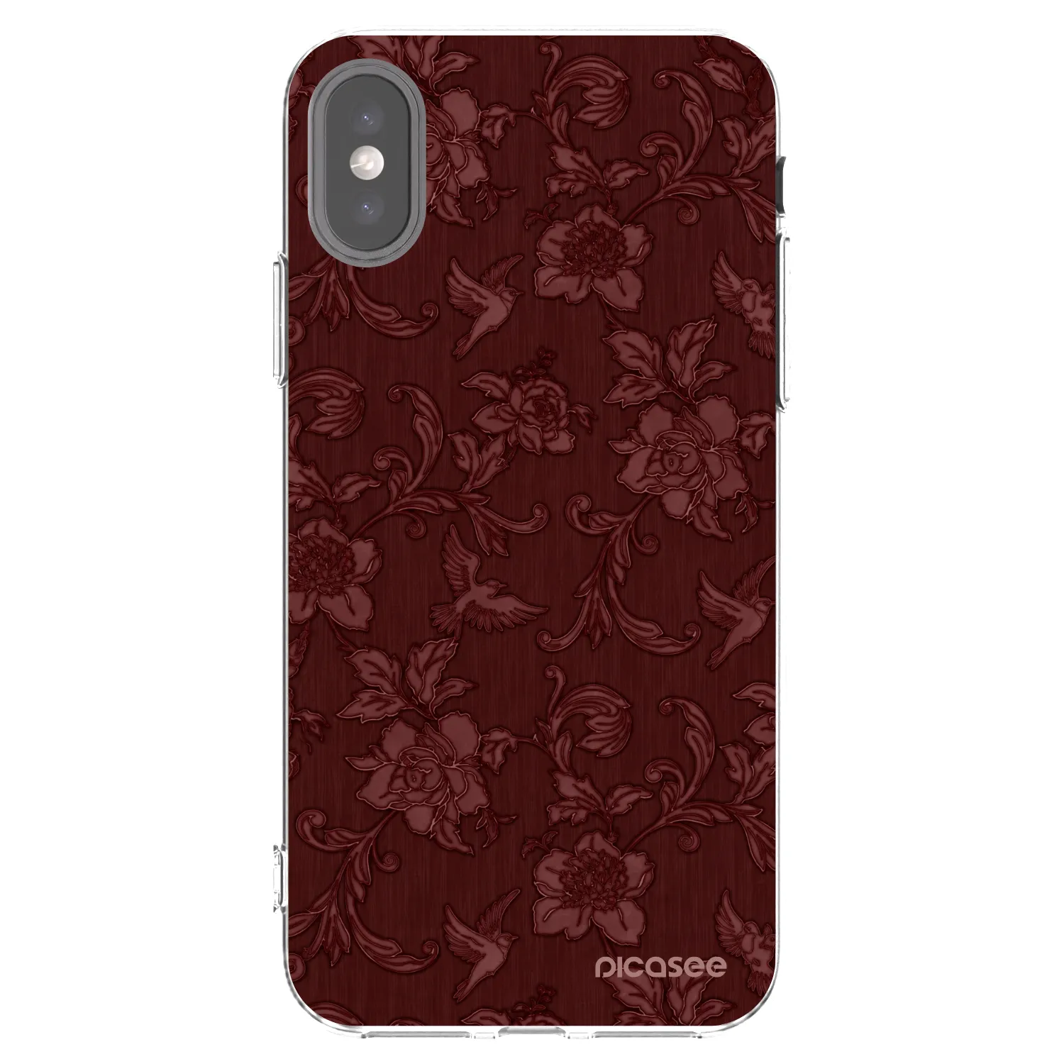 Picasee silikonový průhledný obal pro Apple iPhone X/XS - Red Elegance