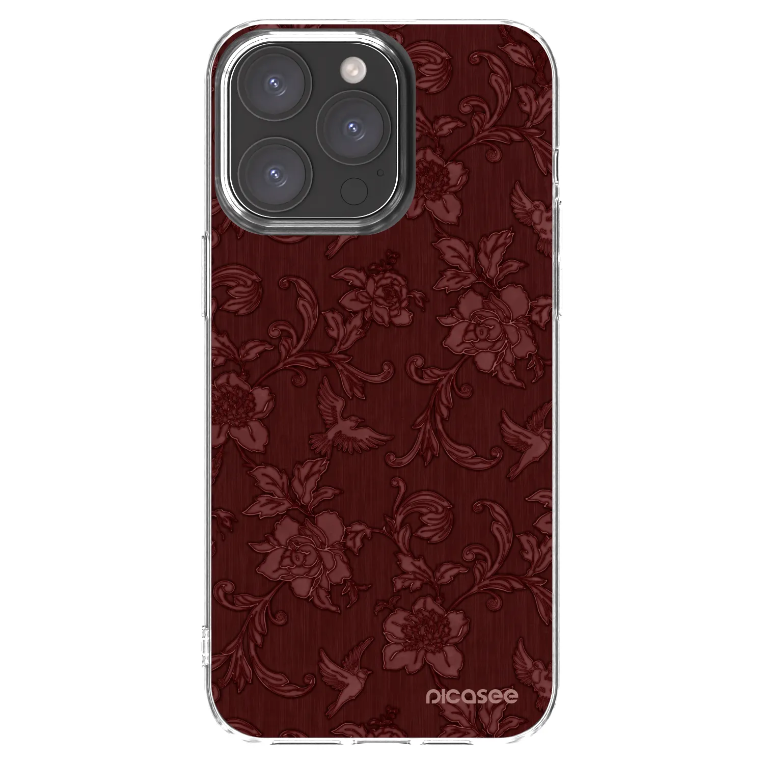 Picasee silikonový průhledný obal pro Apple iPhone 15 Pro Max - Red Elegance