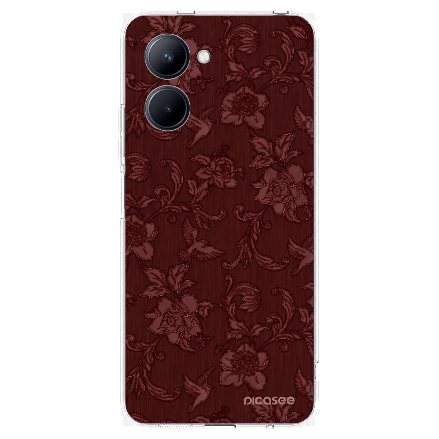 Picasee silikonový průhledný obal pro Realme C33 (2023) - Red Elegance