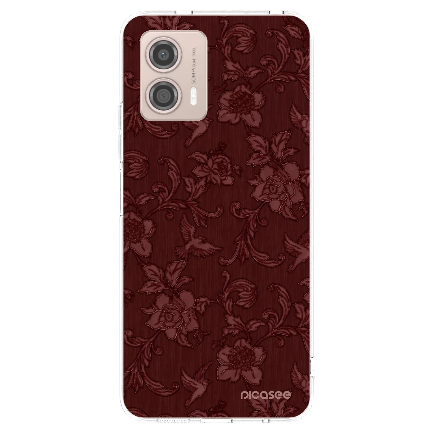 Picasee silikonový průhledný obal pro Motorola Moto G53 5G - Red Elegance