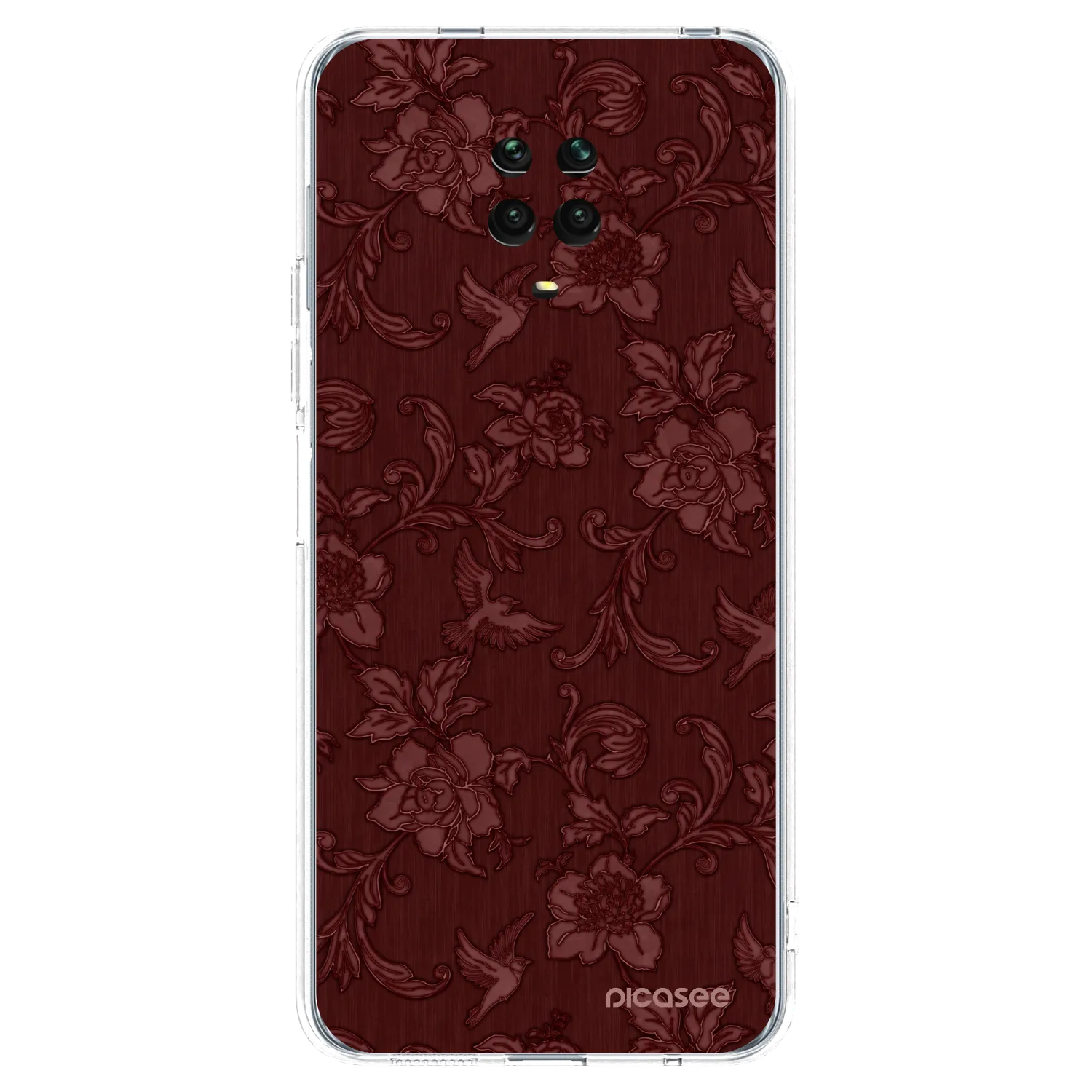 Picasee silikonový průhledný obal pro Xiaomi Redmi Note 9 Pro - Red Elegance