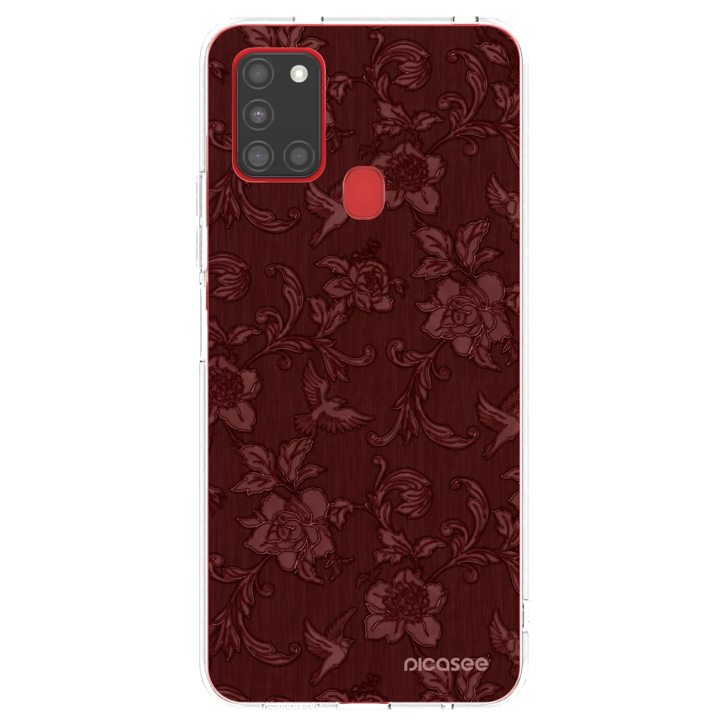 Picasee silikonový průhledný obal pro Samsung Galaxy A21s - Red Elegance