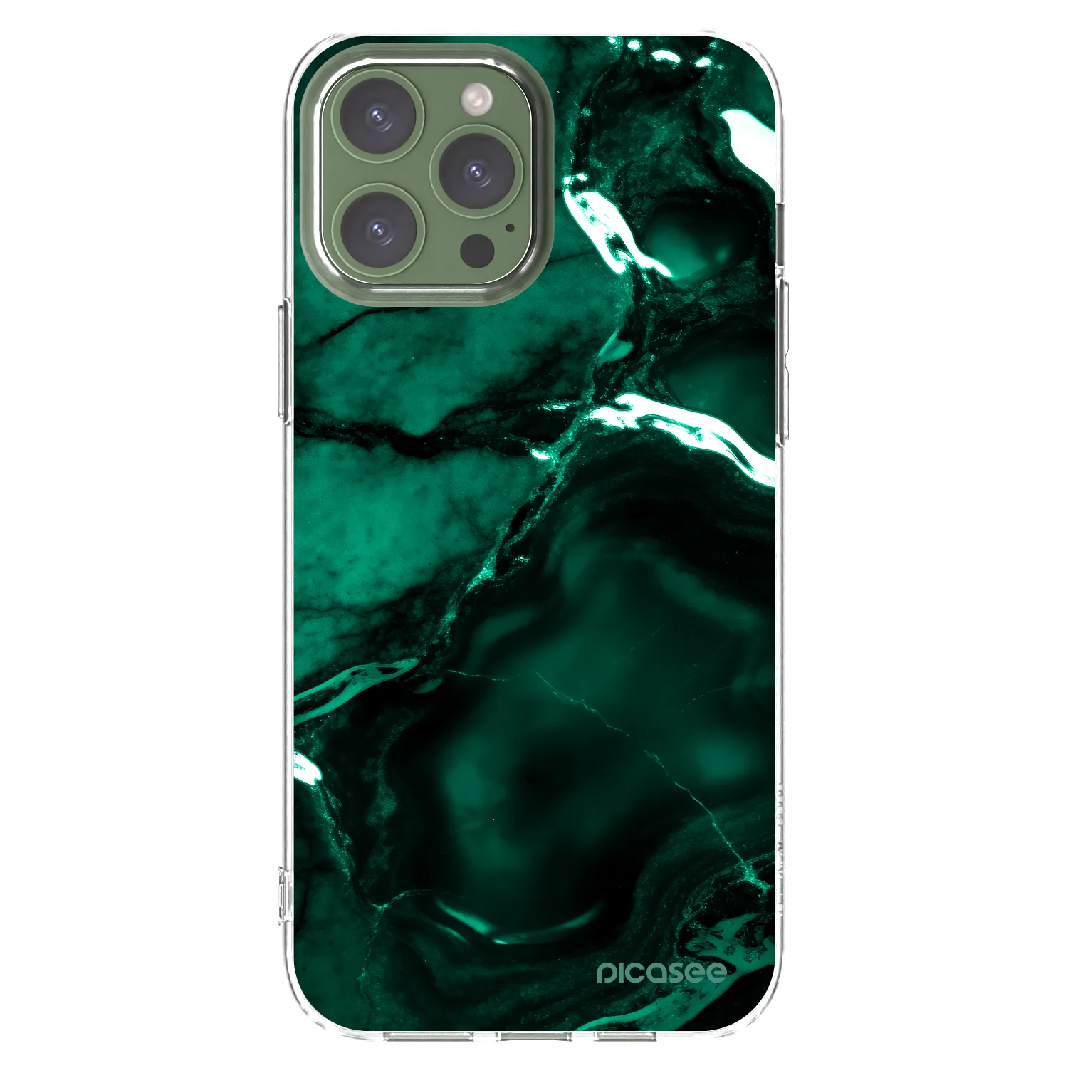 Picasee silikonový průhledný obal pro Apple iPhone 13 Pro Max - Dark emerald