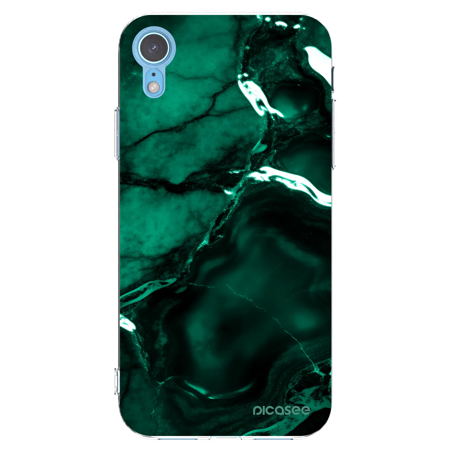 Picasee silikonový průhledný obal pro Apple iPhone XR - Dark emerald