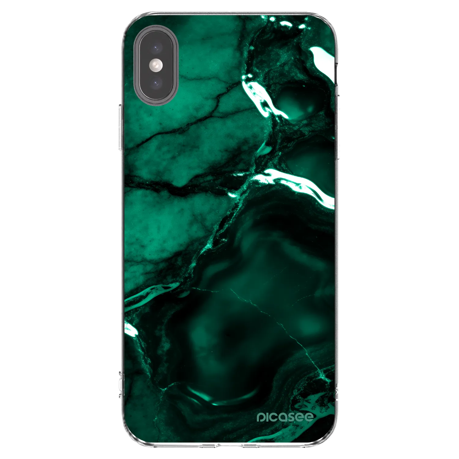 Picasee silikonový průhledný obal pro Apple iPhone XS Max - Dark emerald