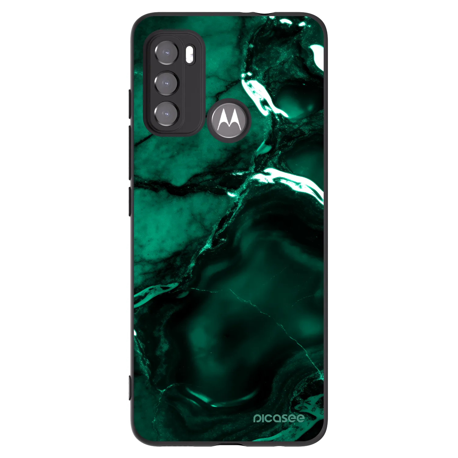Picasee silikonový černý obal pro Motorola Moto G60 - Dark emerald