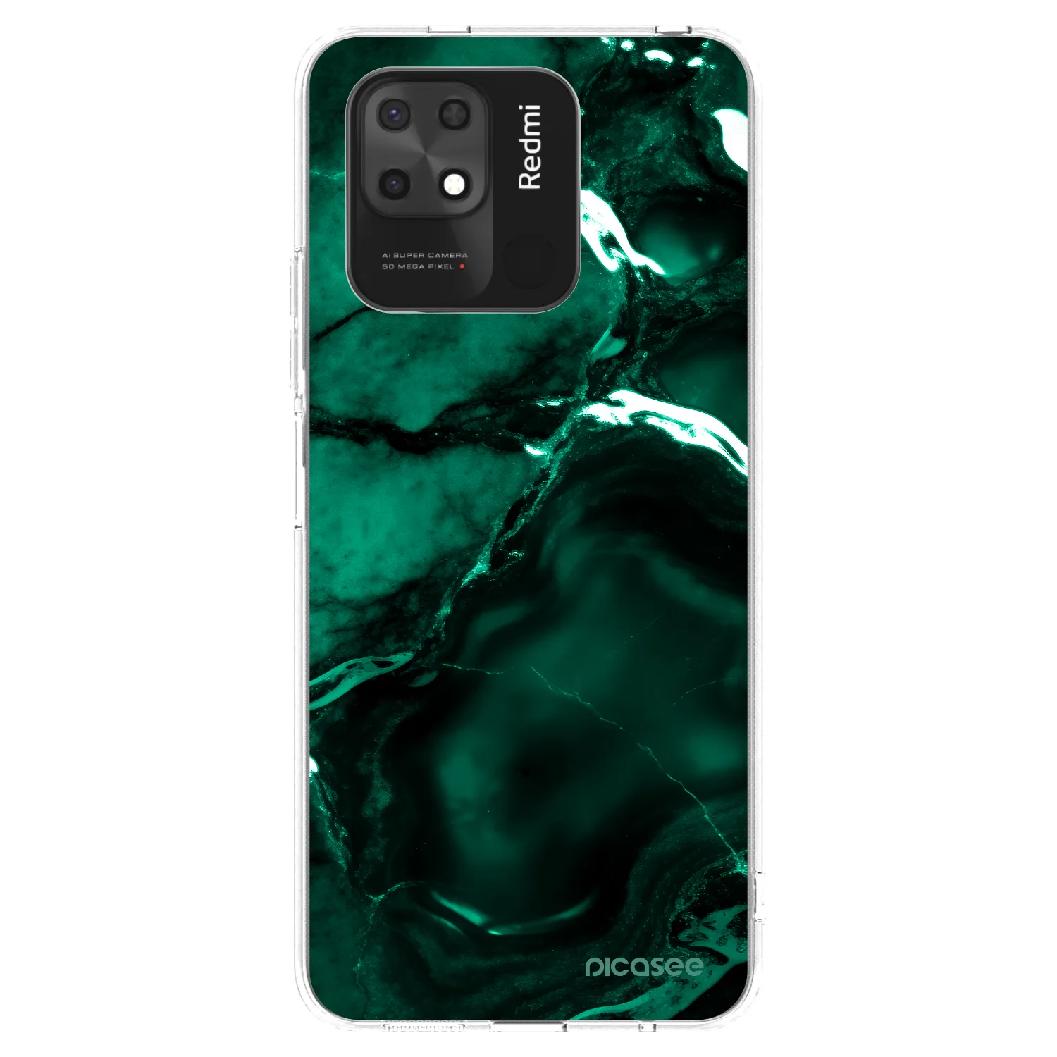 Picasee silikonový průhledný obal pro Xiaomi Redmi 10C - Dark emerald