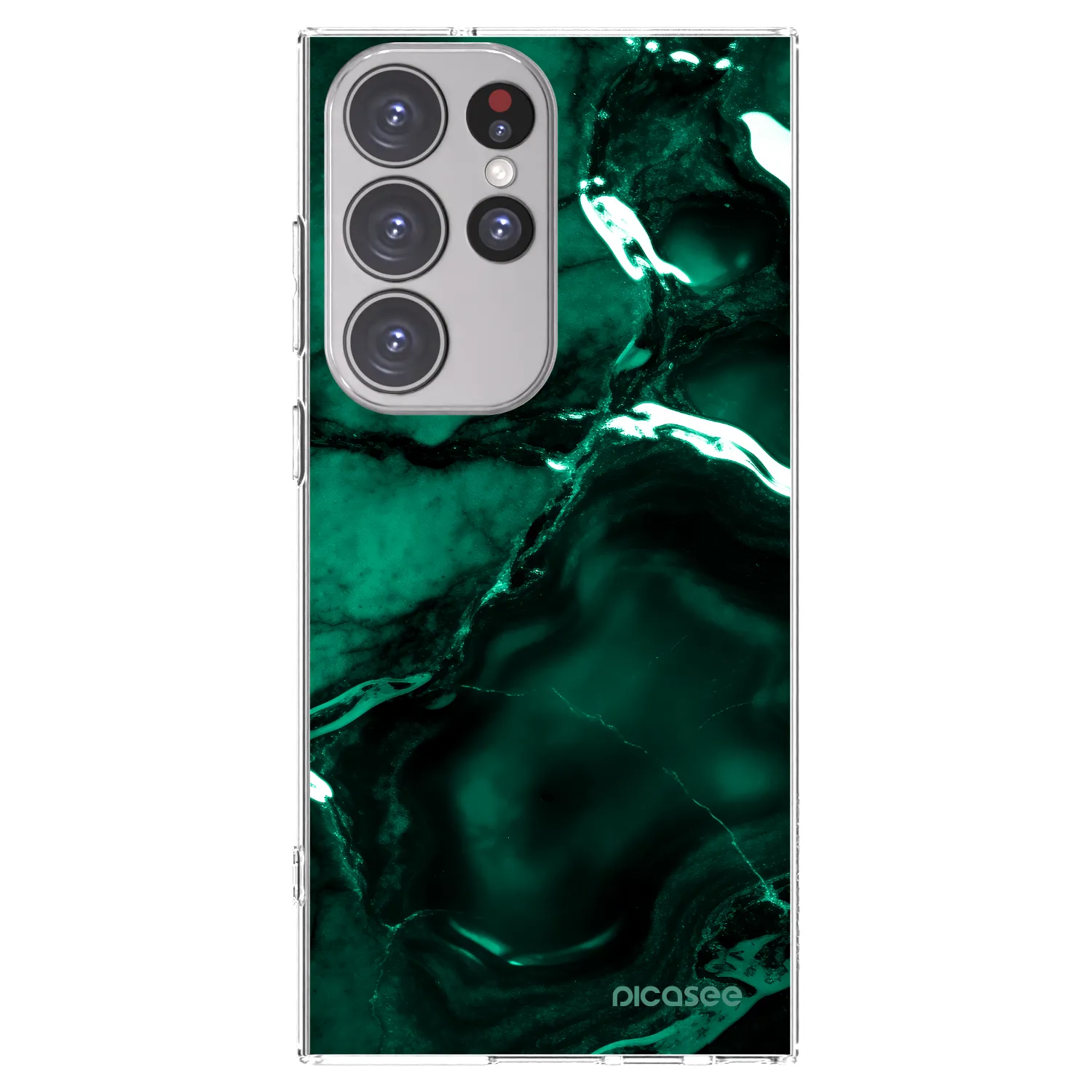 Picasee silikonový průhledný obal pro Samsung Galaxy S23 Ultra 5G - Dark emerald