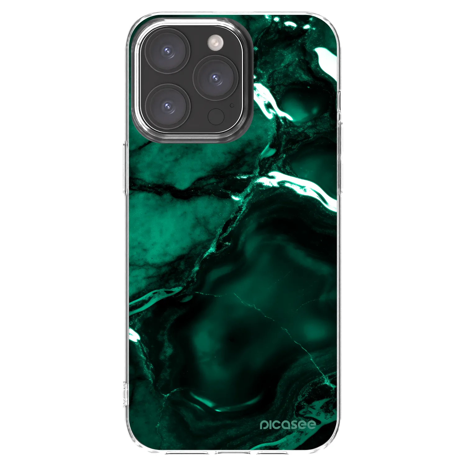 Picasee silikonový průhledný obal pro Apple iPhone 15 Pro Max - Dark emerald