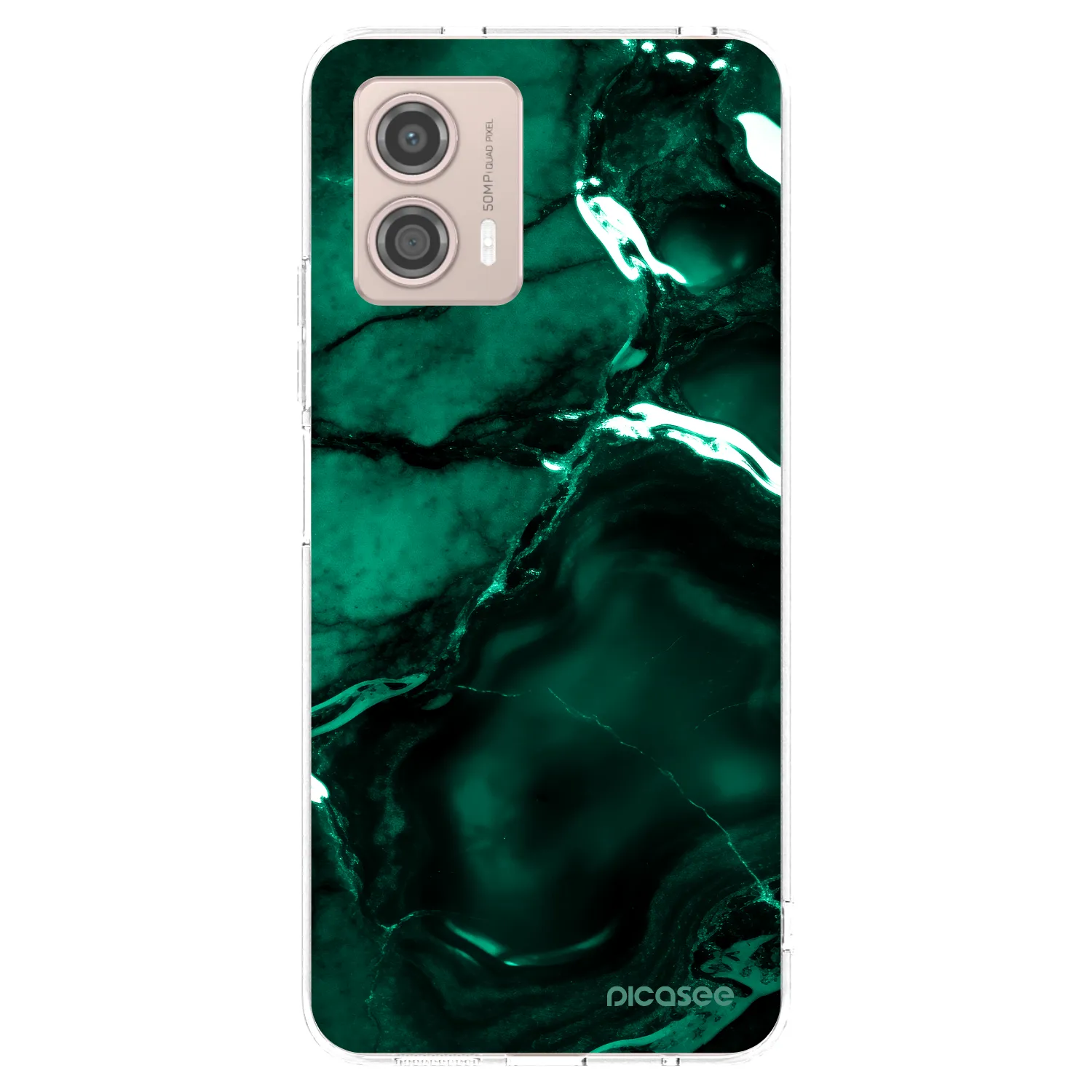 Picasee silikonový průhledný obal pro Motorola Moto G53 5G - Dark emerald