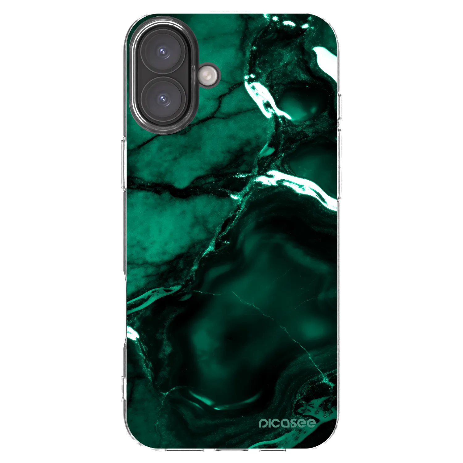 Picasee silikonový průhledný obal pro Apple iPhone 16 Plus - Dark emerald