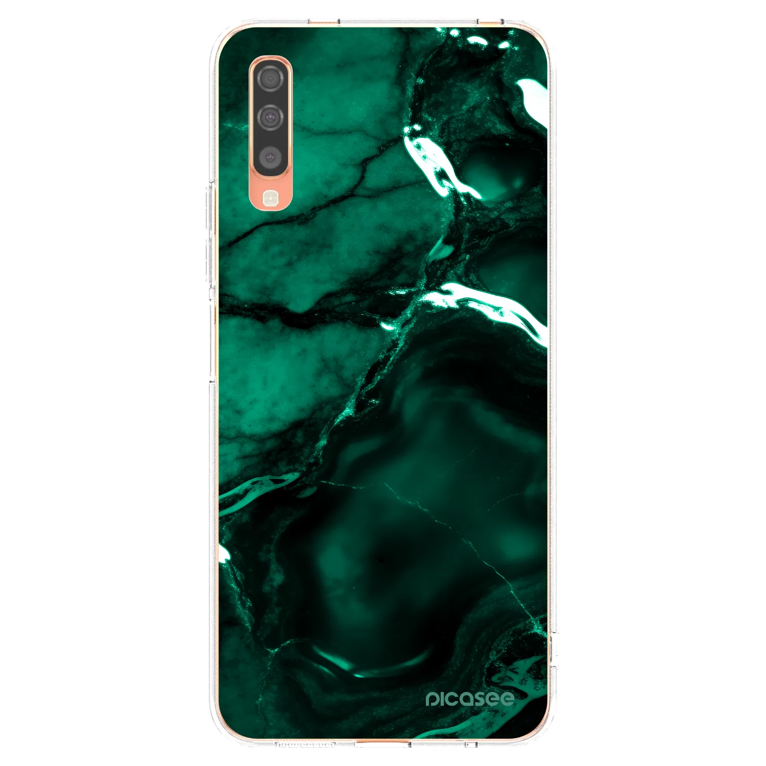 Picasee silikonový průhledný obal pro Samsung Galaxy A70 A705F - Dark emerald