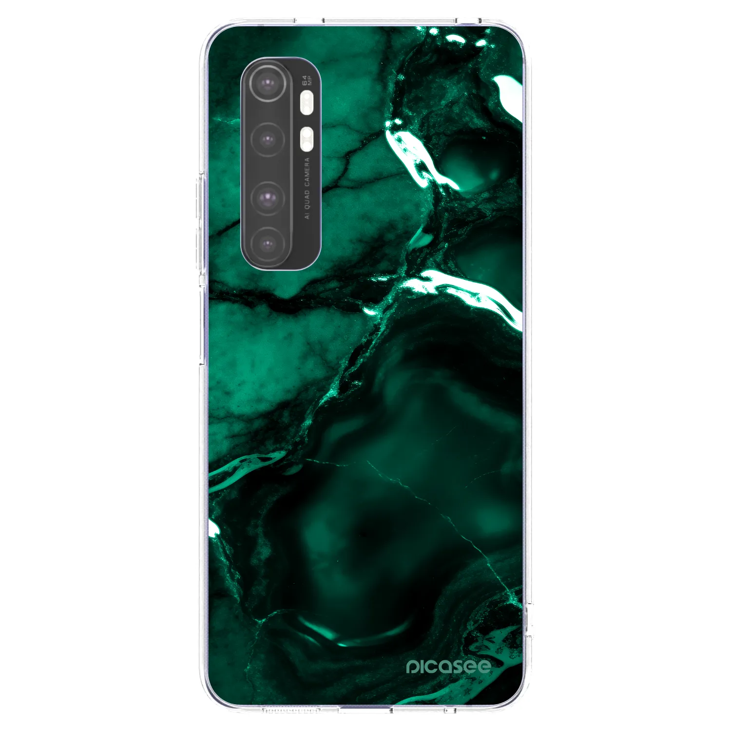 Picasee silikonový průhledný obal pro Xiaomi Mi Note 10 Lite - Dark emerald