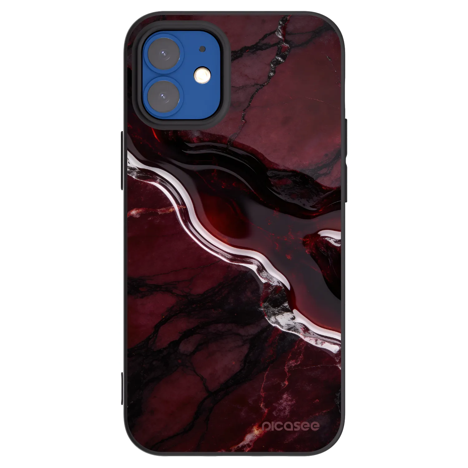 Picasee silikonový černý obal pro Apple iPhone 12 mini - Cherry stone
