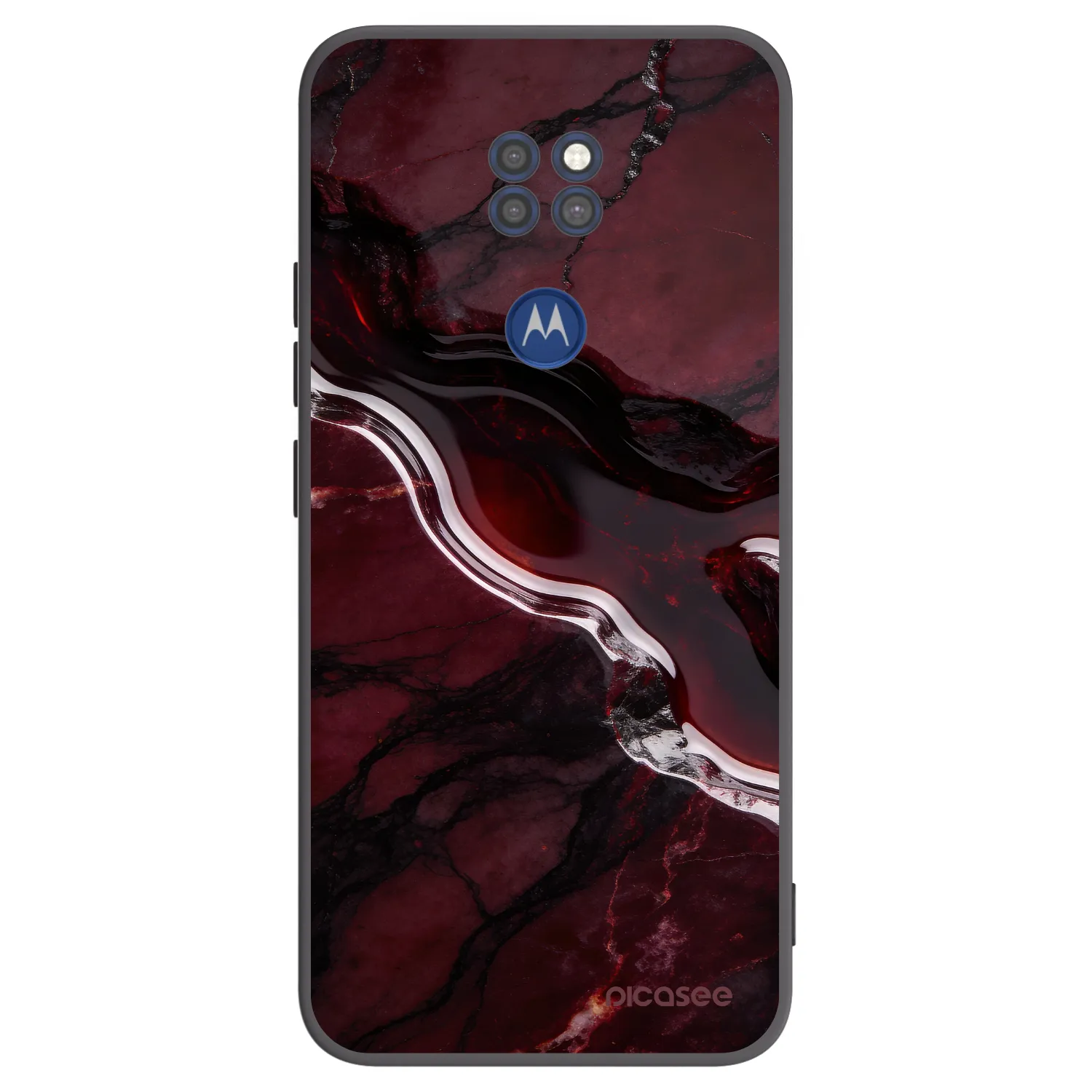Picasee silikonový černý obal pro Motorola Moto G9 Play - Cherry stone