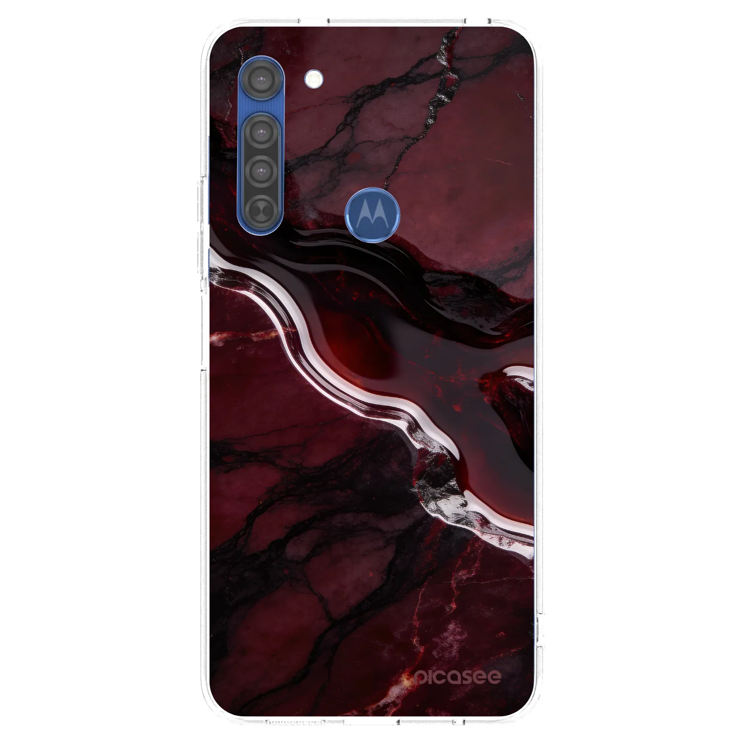 Picasee silikonový průhledný obal pro Motorola Moto G8 - Cherry stone
