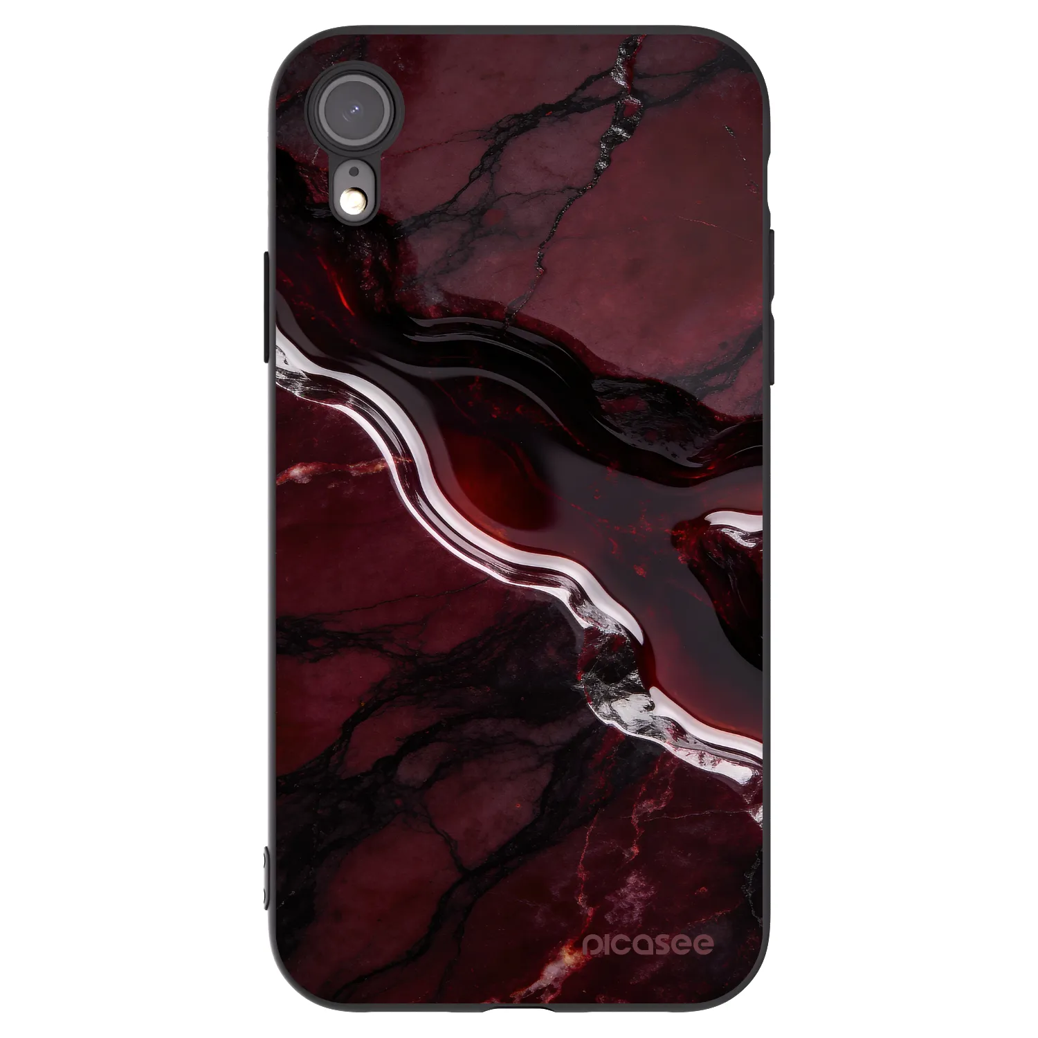 Picasee silikonový černý obal pro Apple iPhone XR - Cherry stone