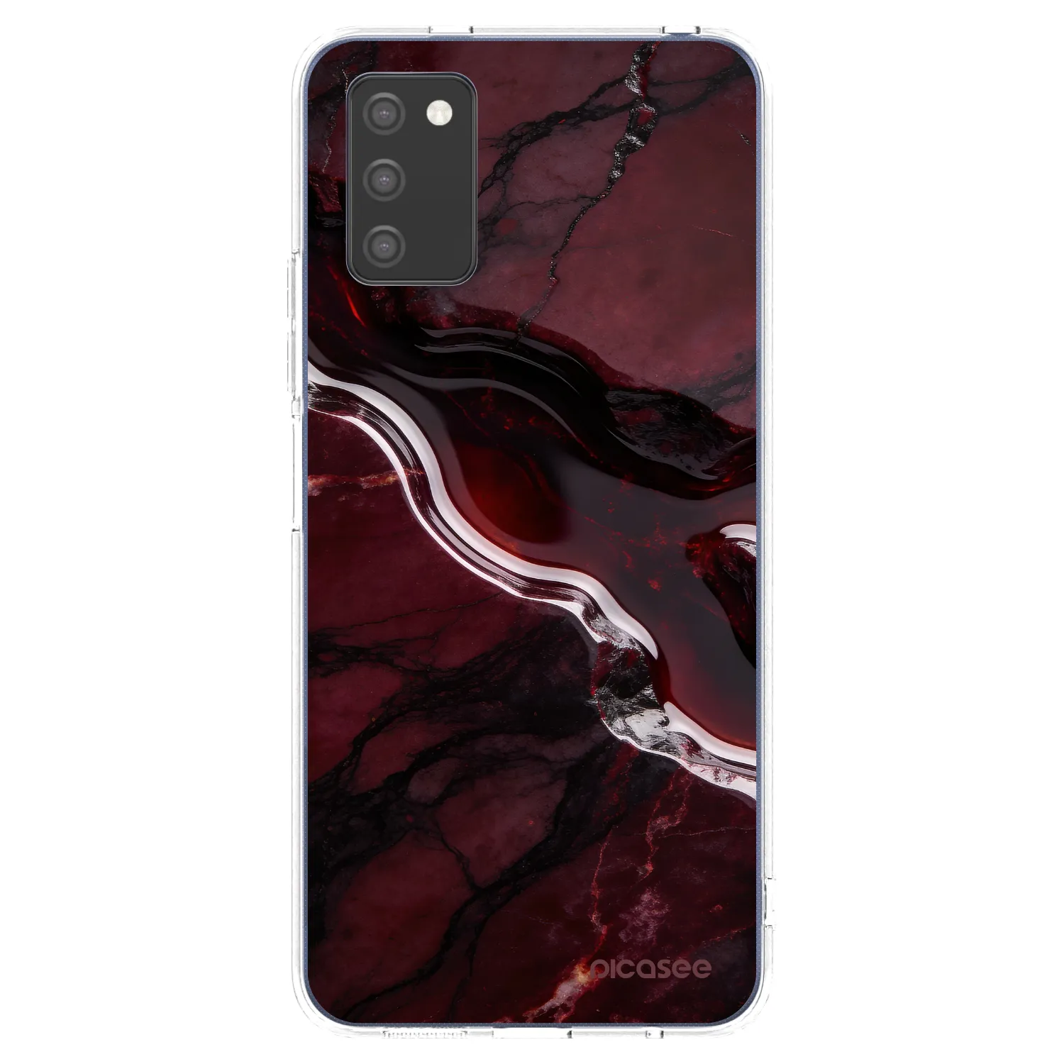 Picasee silikonový průhledný obal pro Samsung Galaxy A02s A025G - Cherry stone