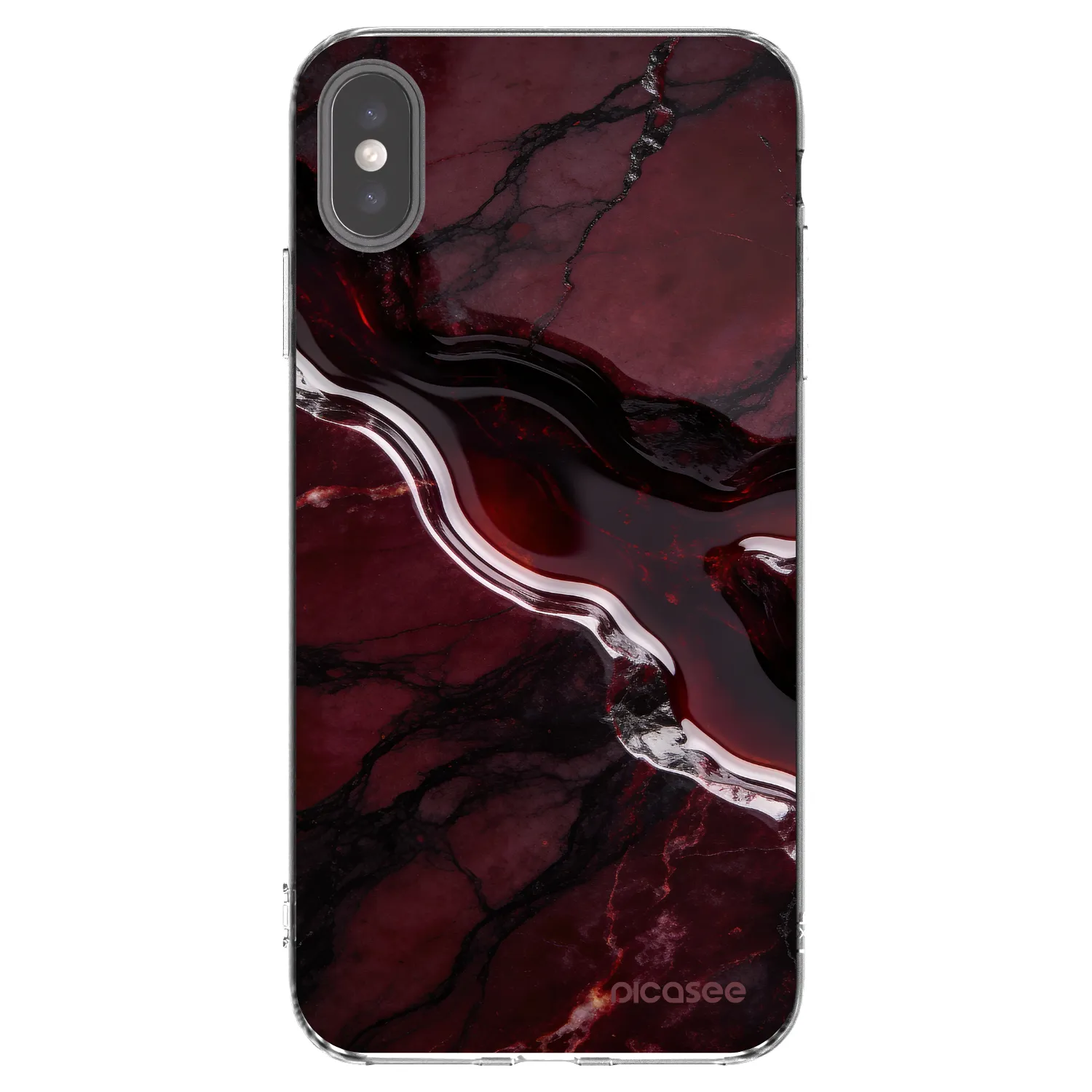 Picasee silikonový průhledný obal pro Apple iPhone XS Max - Cherry stone