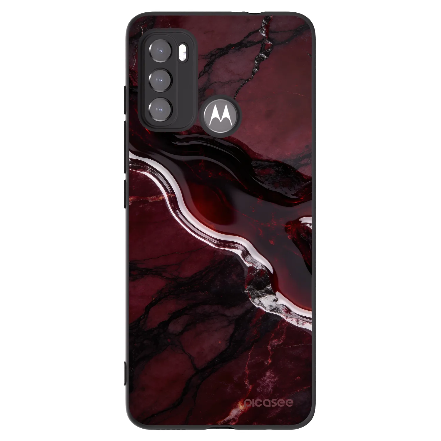 Picasee silikonový černý obal pro Motorola Moto G60 - Cherry stone