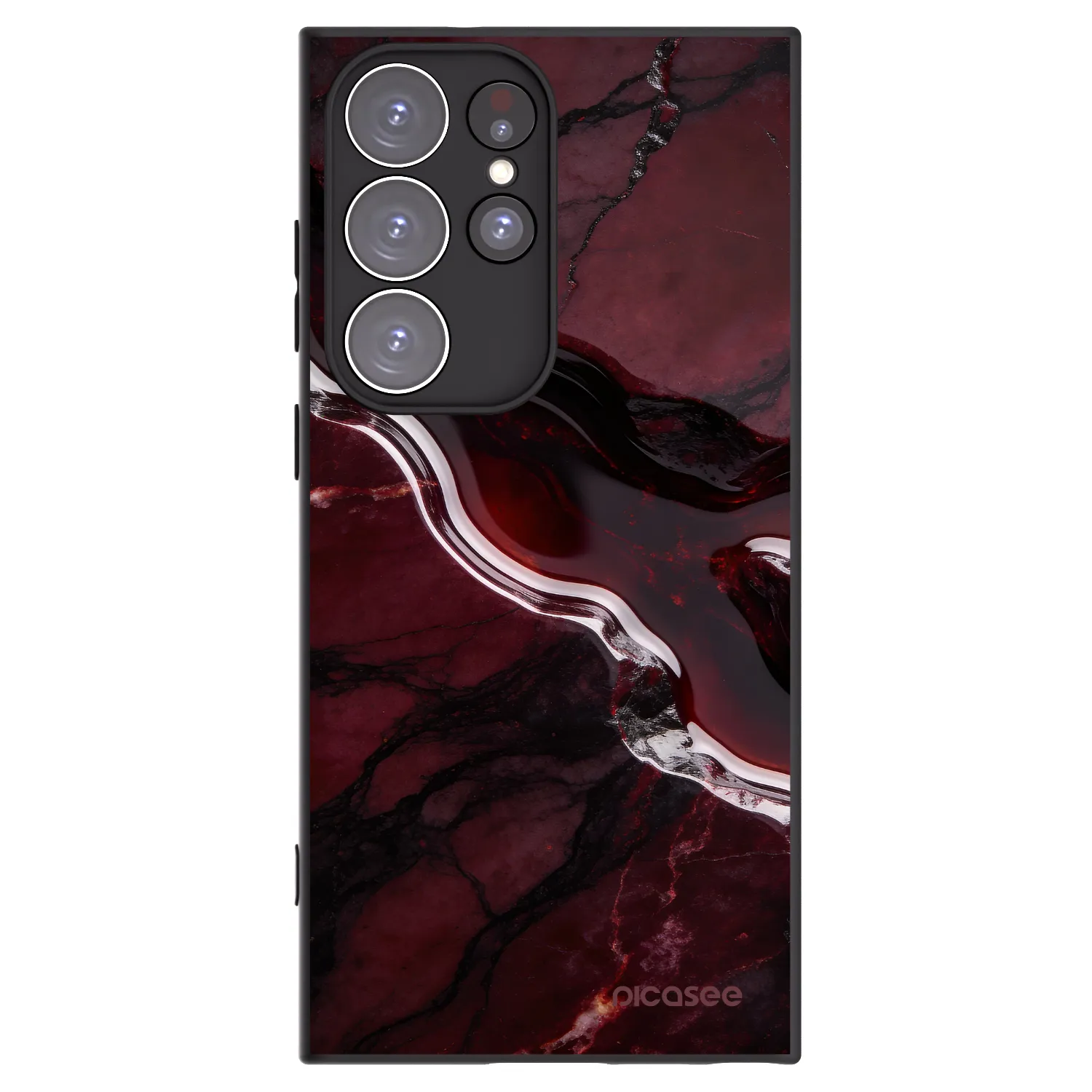 Picasee silikonový černý obal pro Samsung Galaxy S23 Ultra 5G - Cherry stone