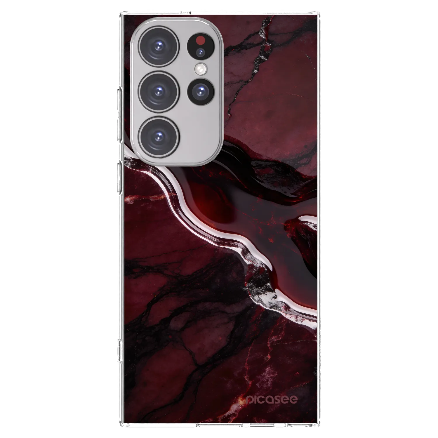 Picasee silikonový průhledný obal pro Samsung Galaxy S23 Ultra 5G - Cherry stone