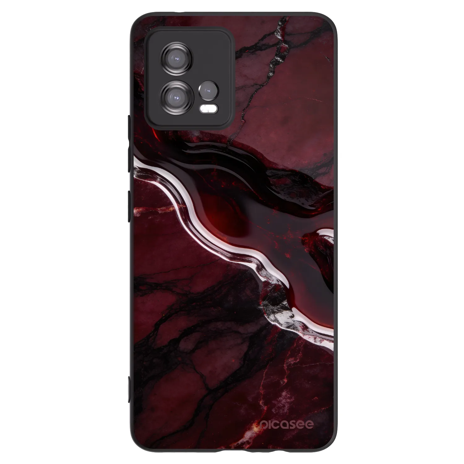 Picasee silikonový černý obal pro Motorola Moto G72 - Cherry stone