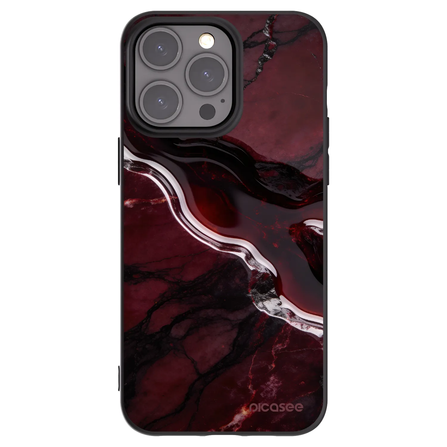 Picasee silikonový černý obal pro Apple iPhone 15 Pro Max - Cherry stone