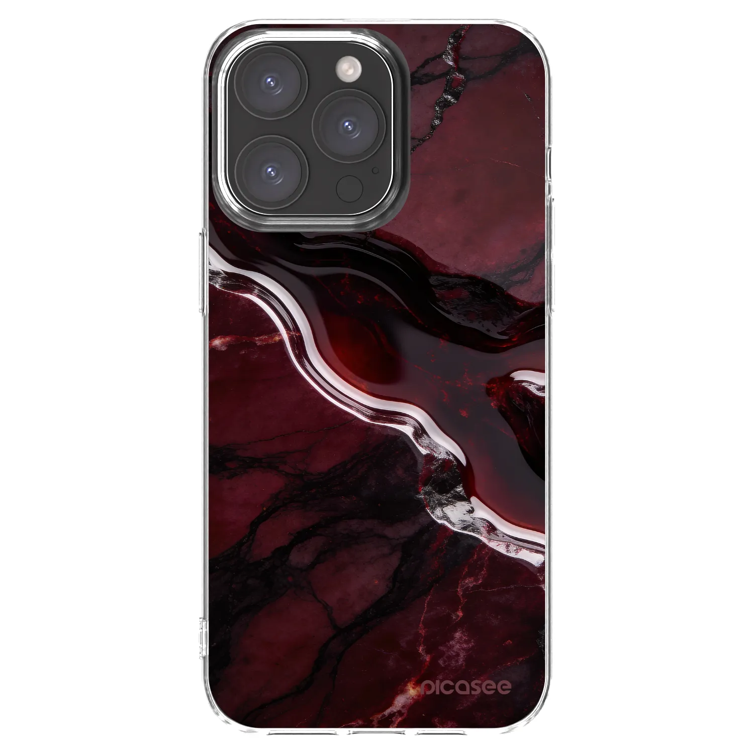 Picasee silikonový průhledný obal pro Apple iPhone 15 Pro Max - Cherry stone