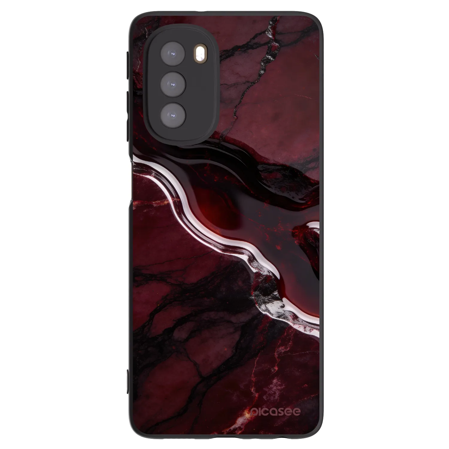 Picasee silikonový černý obal pro Motorola Moto G51 - Cherry stone