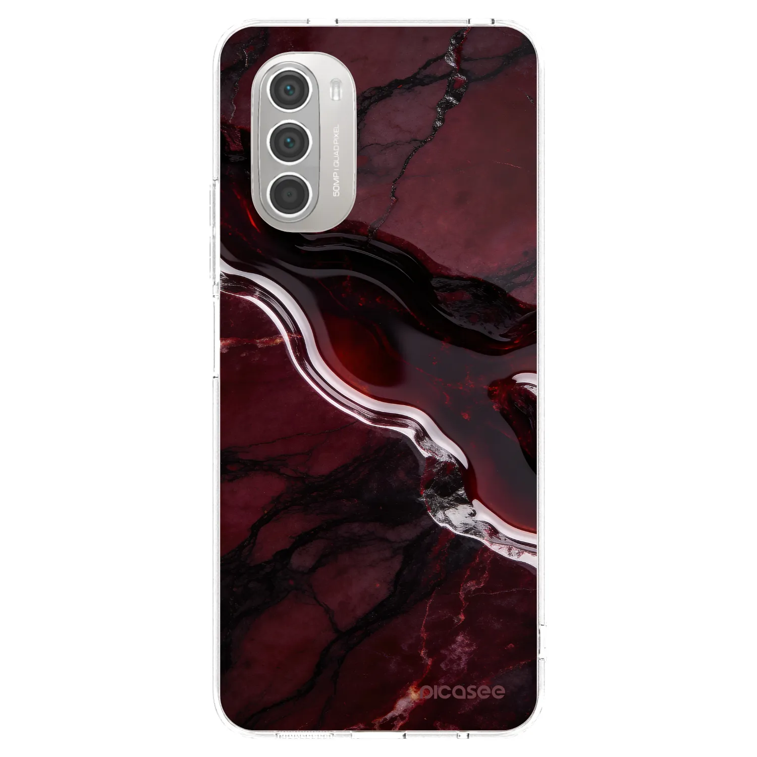 Picasee silikonový průhledný obal pro Motorola Moto G51 - Cherry stone