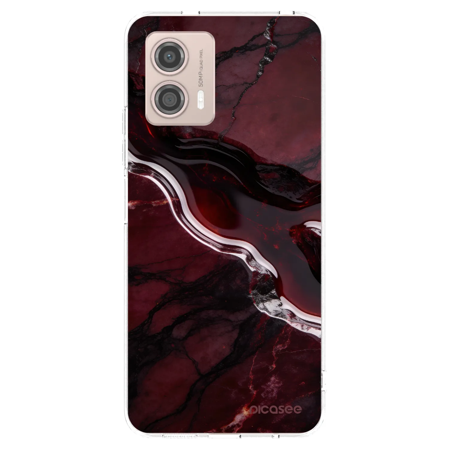 Picasee silikonový průhledný obal pro Motorola Moto G53 5G - Cherry stone