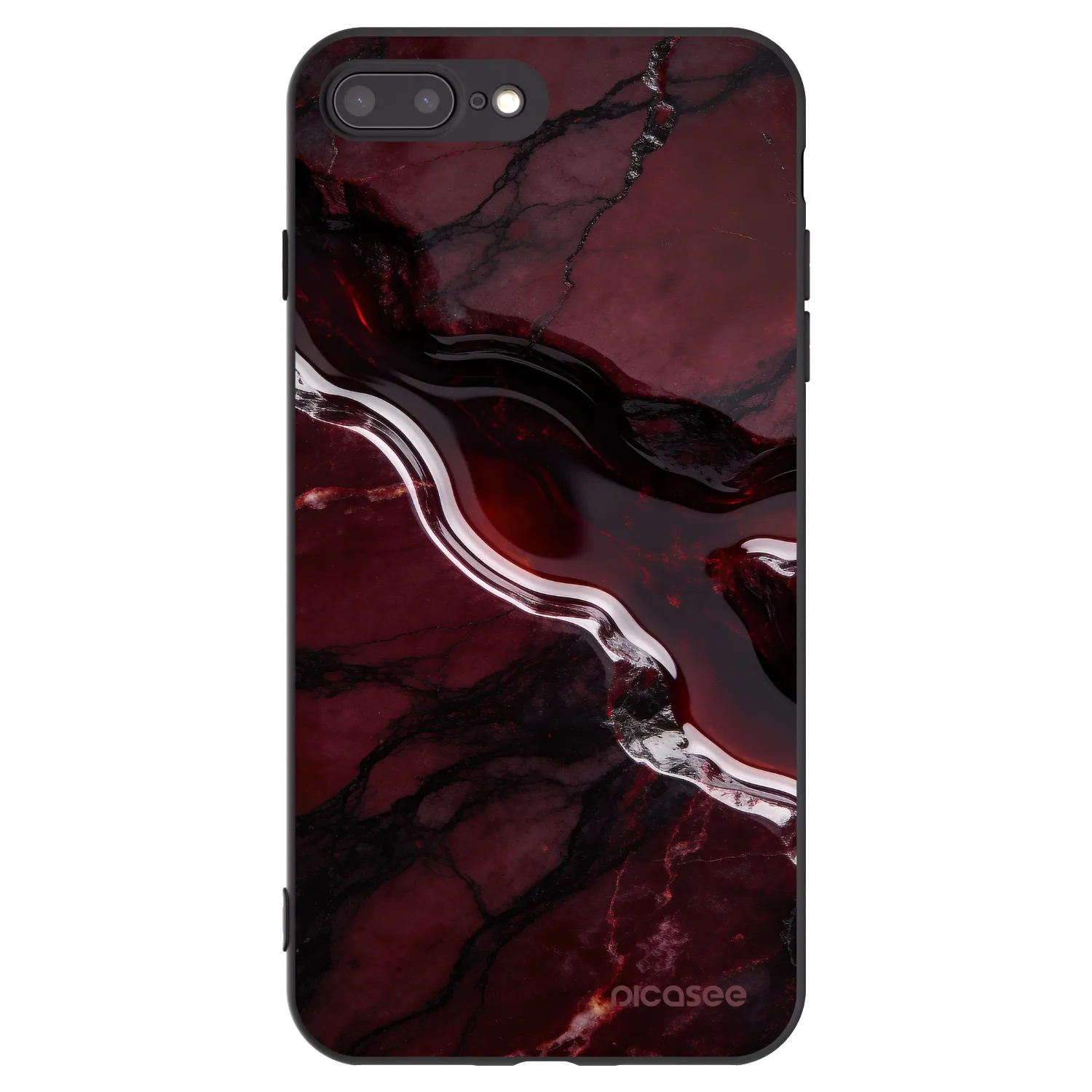 Picasee silikonový černý obal pro Apple iPhone 7 Plus - Cherry stone