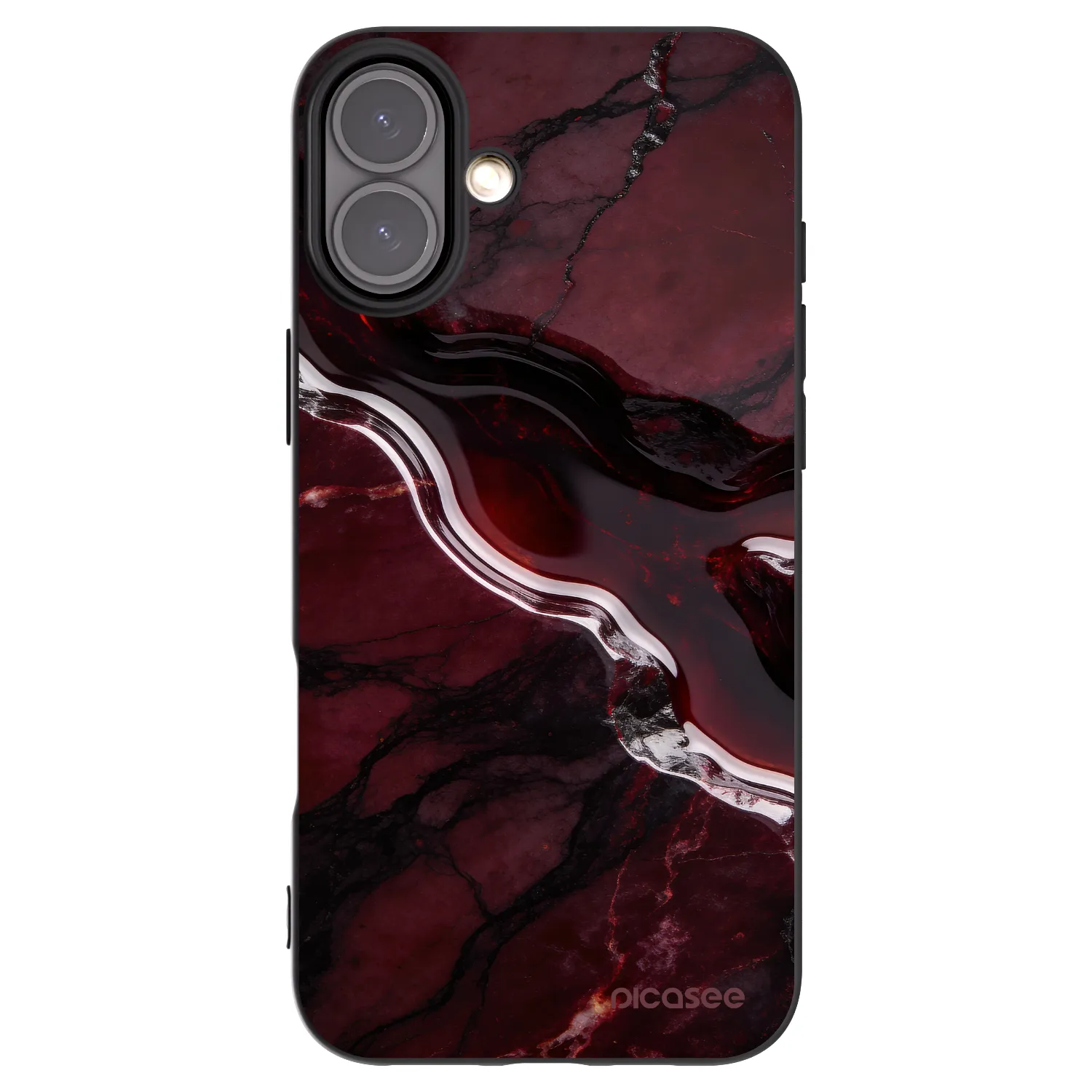 Picasee silikonový černý obal pro Apple iPhone 16 Plus - Cherry stone