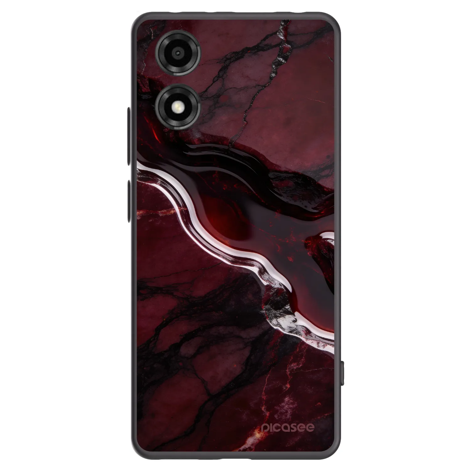 Picasee silikonový černý obal pro Motorola Moto E14 - Cherry stone