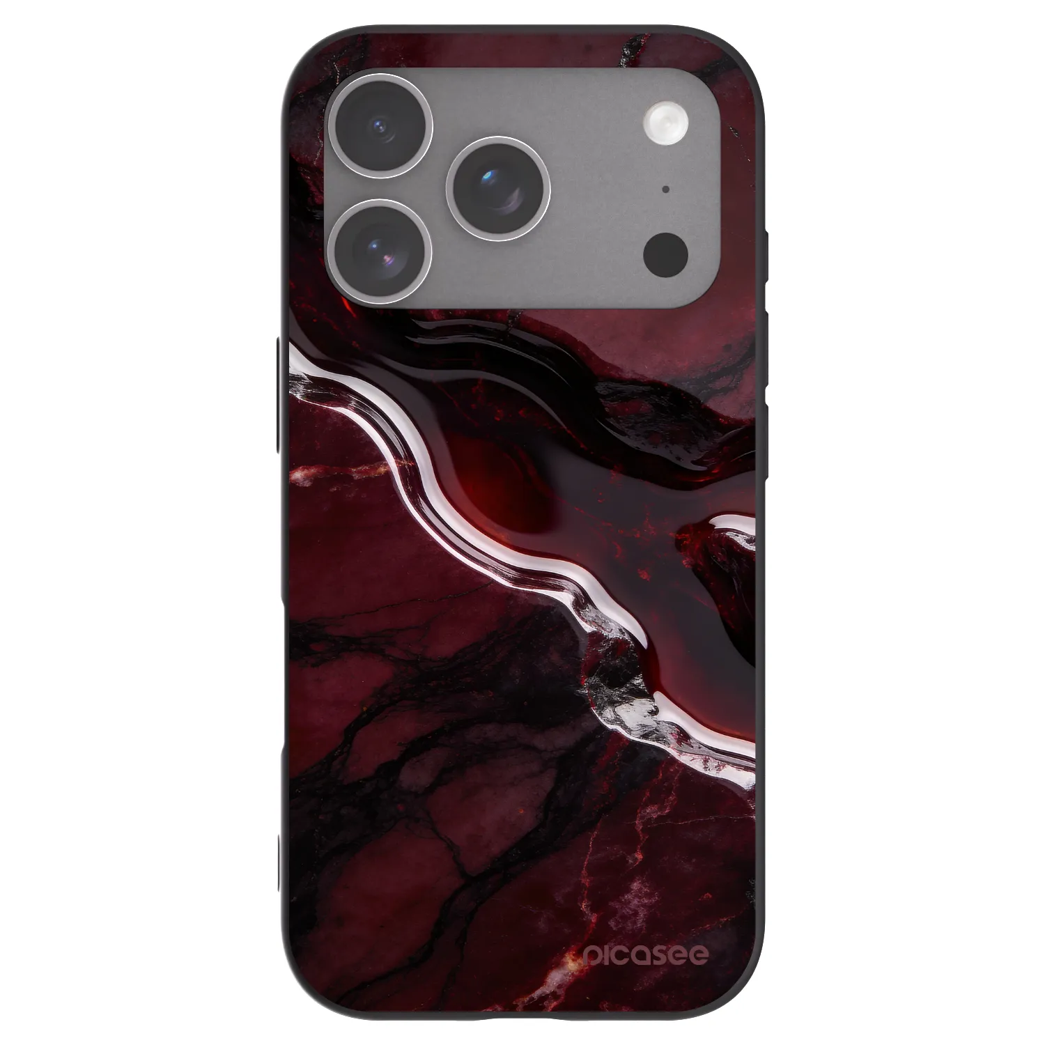 Picasee silikonový černý obal pro Apple iPhone 18 Pro - Cherry stone