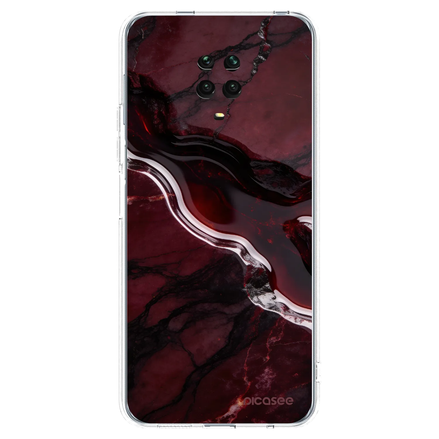 Picasee silikonový průhledný obal pro Xiaomi Redmi Note 9 Pro - Cherry stone
