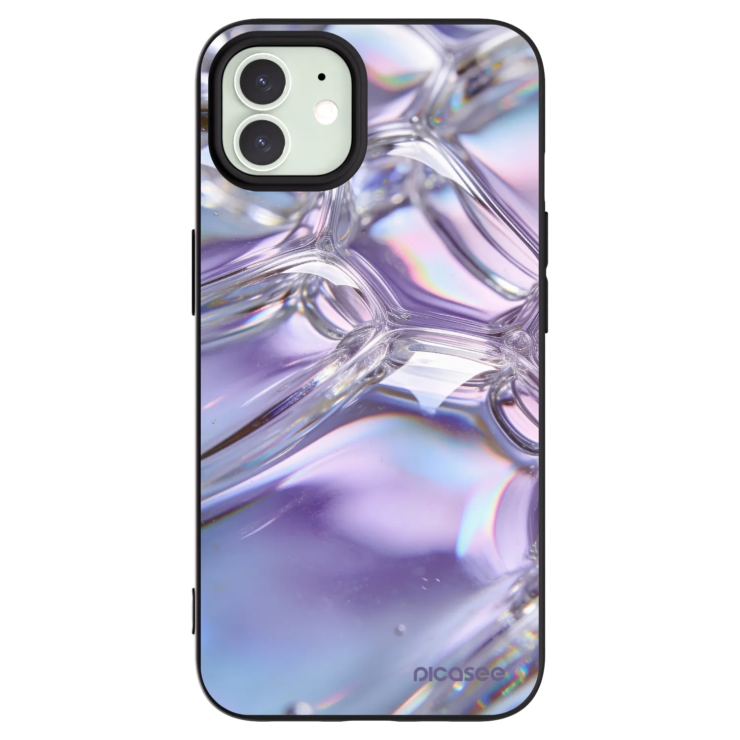 Picasee silikonový černý obal pro Apple iPhone 12 - Iridescent bubbles