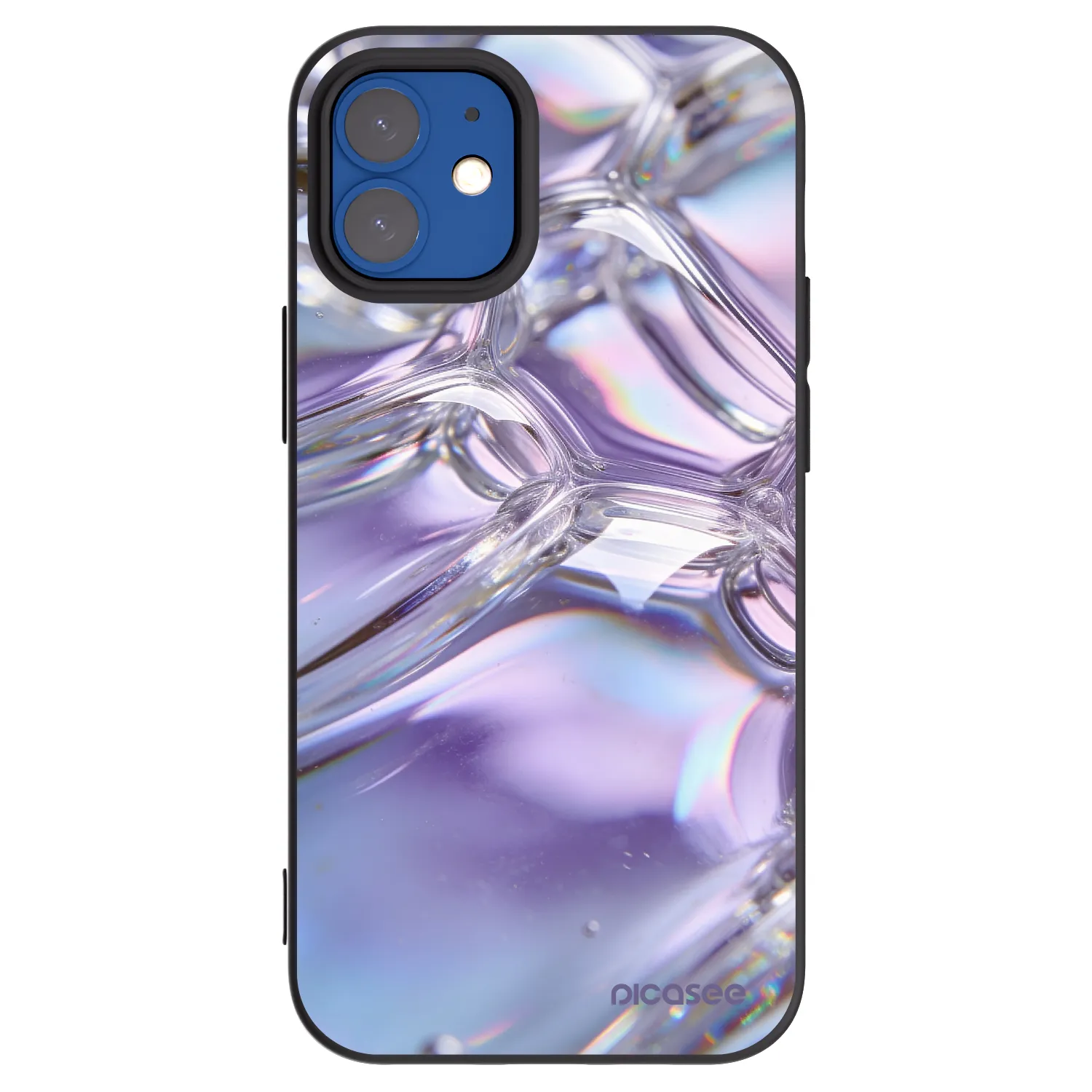 Picasee silikonový černý obal pro Apple iPhone 12 mini - Iridescent bubbles