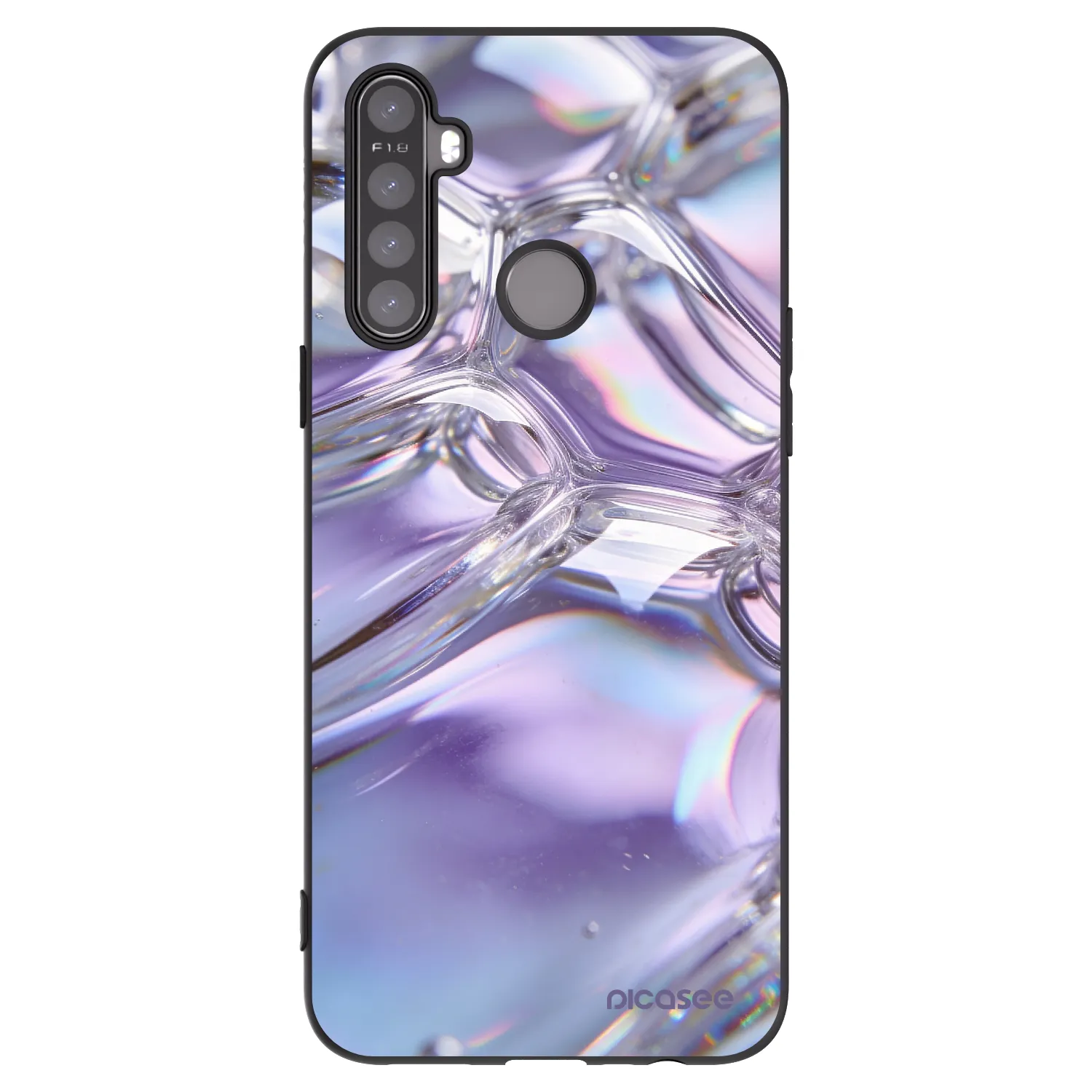 Picasee silikonový černý obal pro Realme 5 - Iridescent bubbles