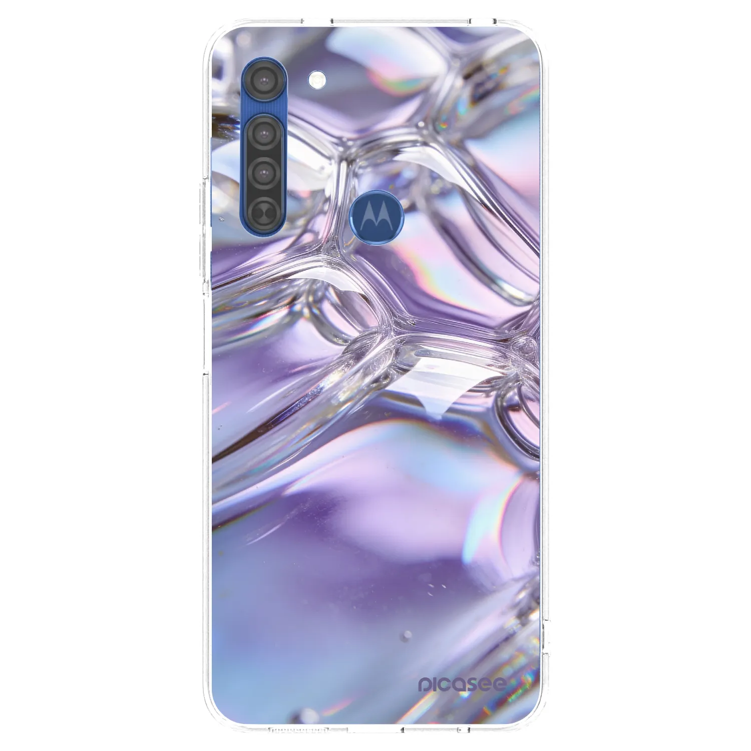 Picasee silikonový průhledný obal pro Motorola Moto G8 - Iridescent bubbles